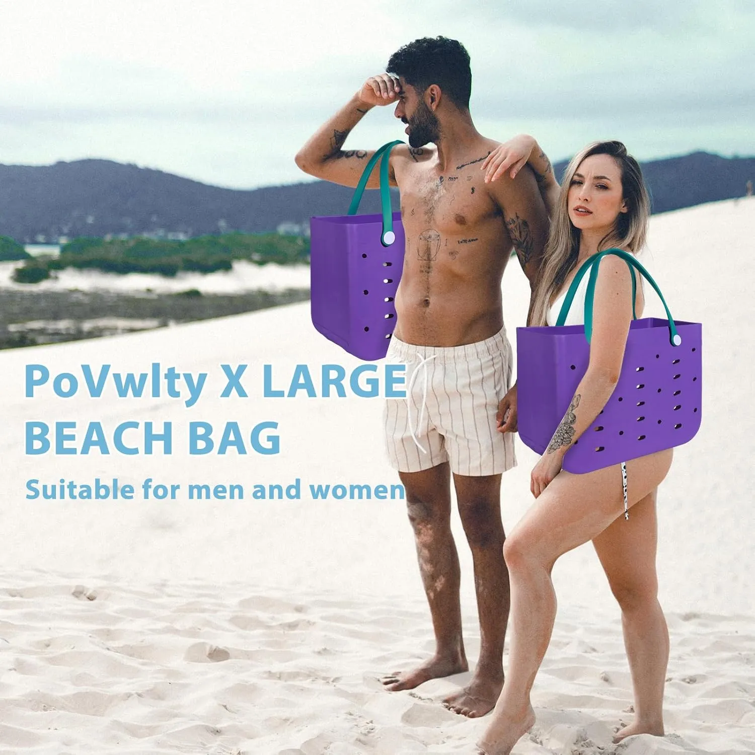 X-Large Rubber Beach Bag for Men & Women, Large Capacity Travel Tote Bag for the Beach Boat Pool
