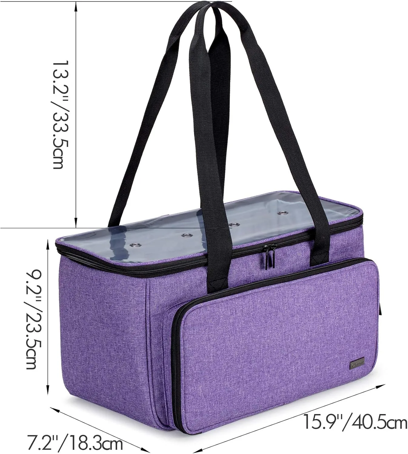 Yarwo Knitting Yarn Bag, Crochet Tote with Pocket for WIP projects, Knitting Needles(Up to 14) and Skeins of Yarn, Purple (Bag Only)